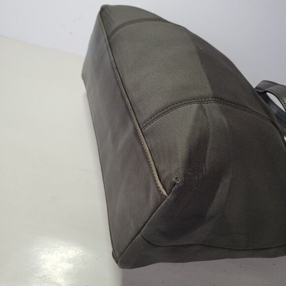 Coach Vintage Gray Neoprane Shoper Tote Shoulder Bag Leather Trim Zipper Soft - Picture 7 of 14